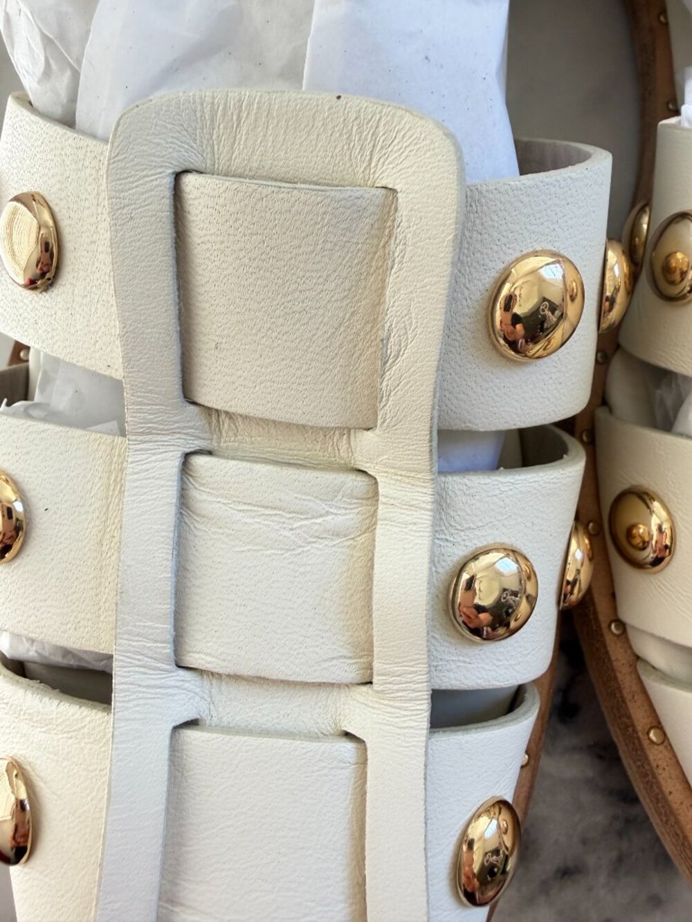 Freda Salvador White Gladiator Studded Leather Sandals - Picture 5 of 15